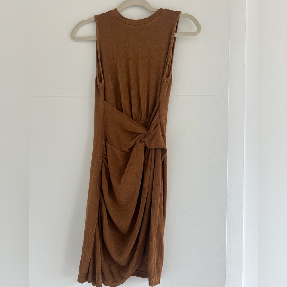 Tan cinched mini dress